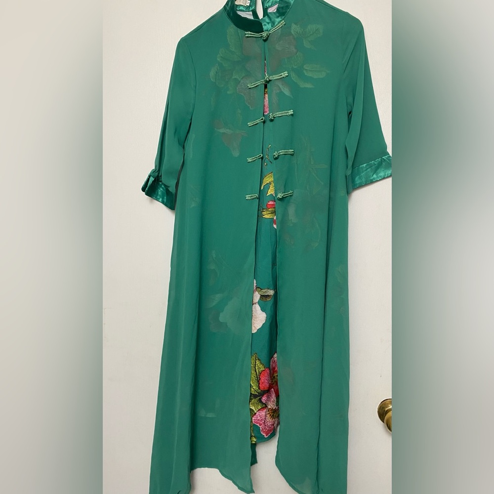 Light green color with floral design.